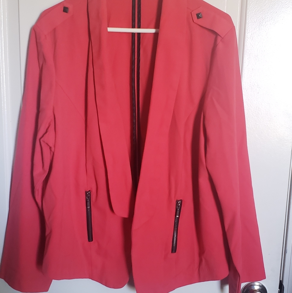 Pink/Coral blazer w pockets/zippers 2x maurices